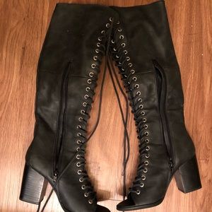 Forever 21 faux suede, lace up boots.